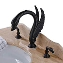 GobekUsa Golden Swan Basin Faucet Double Handle Hot Cold Mixer Tap for Bathroom