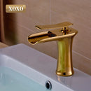 GobekUsa Copper Waterfall Vanity Faucet for Modern Basin Mixer Tap - 83008W
