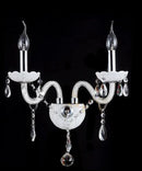 GobekUsa Crystal Wall Lamp with Double Head LED Bulbs and Fabric Lampshade