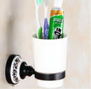 GobekUsa Black Porcelain Brass Bathroom Accessories Set