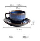 GobekUsa Deep Blue Ceramic Espresso Coffee Cup Saucer Set