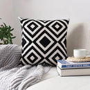 GobekUsa Geometric Embroidered Cushion Cover Grey Black Blue Square Pillow 45x45cm