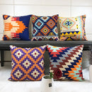 GobekUsa Embroidered Kilim Style Cushion Cover 45x45cm Canvas Cotton Pillow Square
