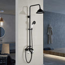 GobekUsa Black Bronze Bathroom Shower Faucet Set with Dual Ceramic Handles & 8" Rainfall Column