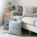 GobekUsa Geometric Embroidered Cushion Cover Grey Black Blue Square Pillow 45x45cm