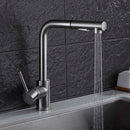 GobekUsa Brass Brushed Nickel Kitchen Faucet High Arch Swivel Pull Out Spray Mixer Tap
