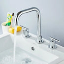 GobekUsa Brass Basin Faucet: Gold/Chrome Double Handle Bathroom Sink Tap, Deck Mounted-Widespread