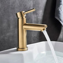 GobekUsa Brushed Gold Solid Brass Bathroom Faucet Single Handle Deck Mounted Tap