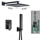 GobekUsa Black Brass Shower Faucet with 2-Way Mixer, Handshower and Rainfall Head