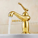 GobekUsa Gold Brass Bathroom Basin Faucet with Ceramic Mixer Tap