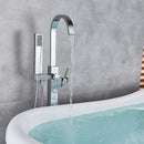 GobekUsa Freestanding Tub Faucet with Handshower: Brushed Nickel Floor Mounted Mixer Tap