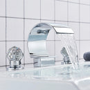 GobekUsa Crystal Waterfall Basin Faucet with Wide Spout for Bath Sink - Hot and Cold