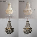 GobekUsa French Country Wood Bead Chandelier: 3/5 Lights Princess Decorative Hanging Fixture