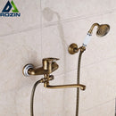 GobekUsa Brass Long Nose Shower Faucet Wall Mount Single Handle Mixer Tap