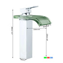 GobekUsa LED Waterfall Basin Mixer Faucet Chrome Finish Single Handle Sink Tap