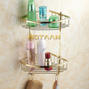 GobekUsa Gold Brass Double Layer Bathroom Shower Shelf Basket Holder