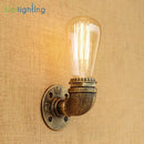 GobekUsa Steampunk Loft Pipe Wall Lamp Black Brown Bronze Silver Industrial Lighting