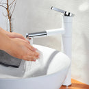 GobekUsa Brass Bathroom Faucet Vessel Sink Mixer Swivel Spout Deck Mounted White Tap