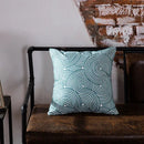 GobekUsa Blue Geometric Embroidered Canvas Cotton Cushion Cover 45x45cm