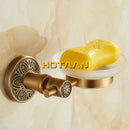 GobekUsa Antique Brass Wall Mounted Soap Dish - Bathroom Glass Holder