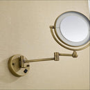 GobekUsa Bronze Brass Wall Mounted 8" LED Makeup Mirror 3X/1X Magnification