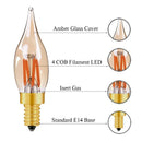 GobekUsa LED Filament Bulb C22T Gold Tint Candle Lamp E12 2W 2200K Chandelier Decoration
