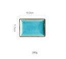 GobekUsa Blue Ice Crack Glaze Ceramic Plate - Round Solid Pattern