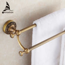 GobekUsa Antique Brass Double Towel Bar Bathroom Shelf Holder Towel Rack