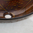 GobekUsa Golden Leaf Vessel Glass Sink Set with Chrome Faucet