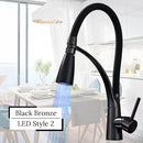 GobekUsa LED Swivel Pull Down Kitchen Faucet with Hot and Cold Water Mixer