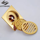 GobekUsa Gold Square Bathroom Shower Drain Strainer 10*10cm