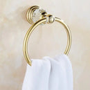 GobekUsa Brass & Crystal Bathroom Set: Towel Rack, Towel Bar, Paper Holder, Soap Dish