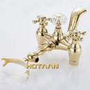 GobekUsa Gold Finish Bath Tub Faucet with Ceramic Handle and Handheld Shower AI-5329