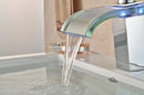 GobekUsa LED Glass Waterfall Basin Faucet | Square Single Handle Bathroom Sink Mixer