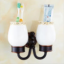 GobekUsa Carved Flowers Blackened Copper Bathroom Accessories Set