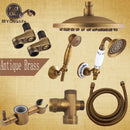 GobekUsa Brass Shower Faucet Set with 8" Rain Shower Head, Hand Shower, Hose, Valve, Bracket