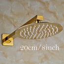 GobekUsa Golden Ultrathin Rainfall Shower Head Set with Wall Mount Brass Arm
