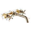 GobekUsa Golden Dual Handle Wall Mounted Basin Faucet - Rotate Spout Sink Mixers