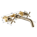 GobekUsa Golden Dual Handle Wall Mounted Basin Faucet - Rotate Spout Sink Mixers