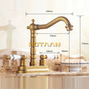 GobekUsa Antique Brass Dual Hole Basin Faucet Mixer Tap for Bathroom Sink