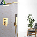 GobekUsa Golden Shower Faucet with Wall Mount for 3-ways Control and Plastic Handshower