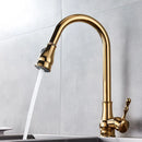 GobekUsa Gold Brass Kitchen Faucet Rotatable Mixer Tap Single Handle Hot&Cold Water