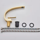 GobekUsa Brushed Gold Basin Faucet, Deck Mounted Wash Basin Mixer for Bathroom