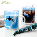 GobekUsa Killer Whale Glass Coffee Mug 350ml: Cute Polar Bear Tea Cup Heat Resistant Glass Beer Mug