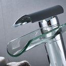 GobekUsa Glass Spout Basin Faucet: Waterfall Bathroom Mixer Tap, Chrome Finish