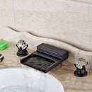 GobekUsa Black Wide Waterfall Spout Faucet Double Handle Bathroom Mixer Taps