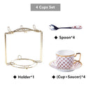 GobekUsa 3-Piece Bone China Coffee Set 200ml Nordic Gold Porcelain Tea Cup