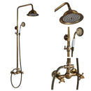 GobekUsa Antique Shower Mixer Tap Set with 8" Rainfall Shower Head and Dual Handles