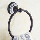 GobekUsa Black Porcelain Brass Bathroom Accessories Set