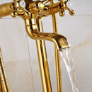 GobekUsa Gold Tub Sink Faucet with Handshower - Freestanding Bath Mixer Tap